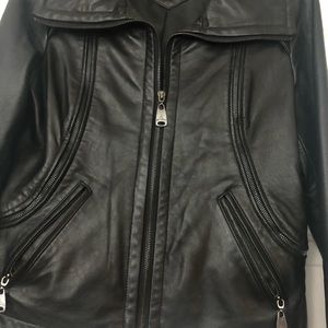 Via Spiga 100% Genuine Lambs Leather Black Jacket, Small